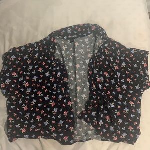 cropped mushroom and butterfly flannel